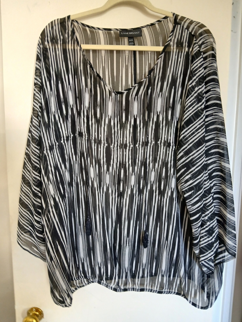 Lane Bryant Black & White Striped Tunic Top